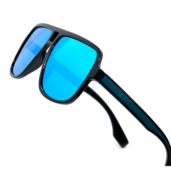 Square Blue Lens Sunglasses Mens Womens Fashion Trendy Shades UV Protection New - Picture 1 of 6